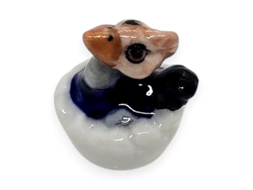 ChangThai Design ¾ Inch Cassowary Flightless Bird in Eggshell Ceramic Figurine for Terrarium Decoration Collectible Statue for Adult Collectors Handcrafted Porcelain Sculpture Home Room Tabletop Decor