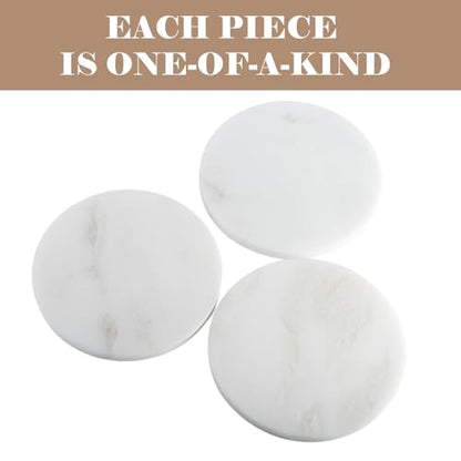 BCS Natural Round Marble Charcuterie and Cutting Boards for Kitchen, 10" Marble Cheese Pastry Board Stone Slab for baking, Pastries, Bread, Chocolate, Candy (Namib Fantasy)