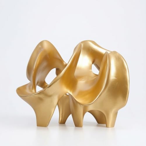 Abstract Ornament Aesthetic Geometric Sculpture Easy to Clean Tabletop Decorative Piece for Entryway, Gold - color: Gold