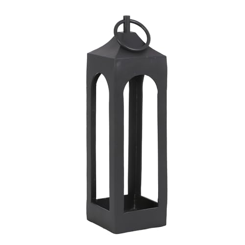 CG Hunter Medium Black Lantern, Rustic Metal Decorative Lantern, Candle Holder for Indoor & Outdoor, Home Decor for Patio, Garden & Tabletop, Hanging Lantern for Parties & Weddings - color: Black, size: Medium