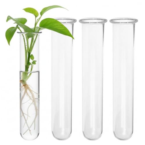 Veemoon 4pcs Plant Propagation Glass Tubes Clear Plants Test Tubes Tiny Hydroponic Planter Vase Decorative Table Terrarium Propagation Station Accessory for Home Office Garden Hydroponic Cuttings