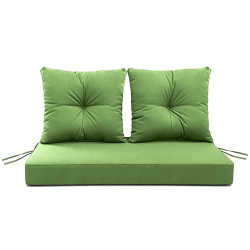 ARTPLAN Loveseat Patio Deep Seat Cushions 46"x24"x5" Bench Pad,Kale Green | High-density foam fill, solution-dyed UV water repellent fabric, zipper removable cover fits patio swing & bench furniture - color: Kale Green