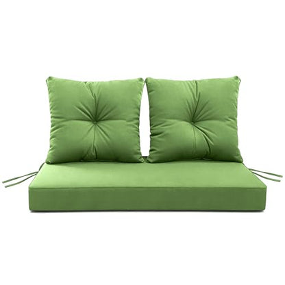 ARTPLAN Loveseat Patio Deep Seat Cushions 46"x24"x5" Bench Pad,Kale Green | High-density foam fill, solution-dyed UV water repellent fabric, zipper removable cover fits patio swing & bench furniture - color: Kale Green