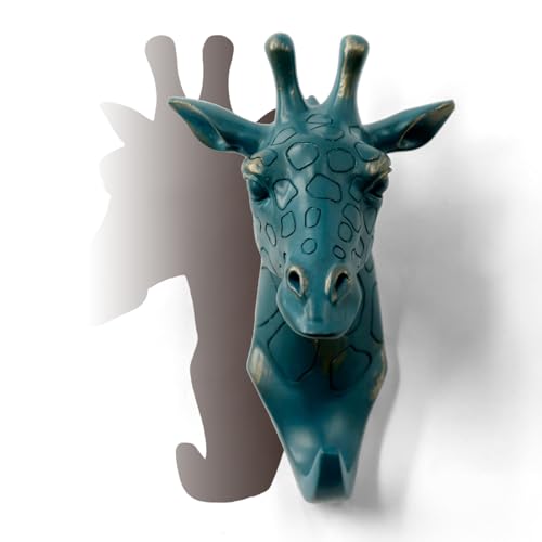 Giraffe Head Single Wall Hook/Hanger Animal Shaped Coat Hat Hook Heavy Duty, Rustic Decorative Gift, Rustic Bronze Color - color: Giraffe-Bronze