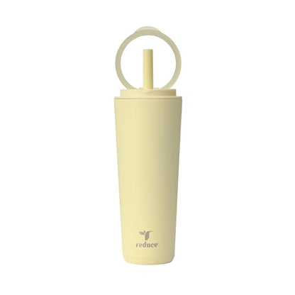 REDUCE Halo 24 oz Stainless Steel Vacuum Insulated Tumbler - Spill Proof Travel Mug with Flip Handle Lid - Keeps Drinks Cold for 32 Hrs - Dishwasher Safe - Cupholder Friendly - French Vanilla - color: French Vanilla, size: 24 Ounces