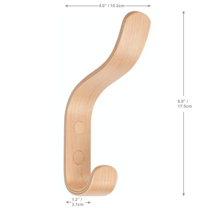 Plywood Wall Hooks Set of 4 Wood Coat Rack Hanging Clothes Hats Robes Towels (Birch) - color: Maple