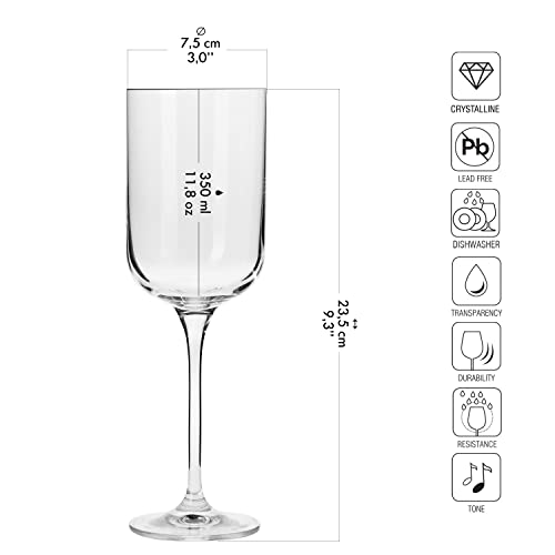 KROSNO Red Wine Glasses Set of 6, 11.8 oz, Glamour Collection | Wine Tumbler, Lead-Free Crystal Glassware, Drinking Glasses, Elegant Cups, Home & Restaurant, Dishwasher Safe - style: Wine 11.8 oz (Set of 6)