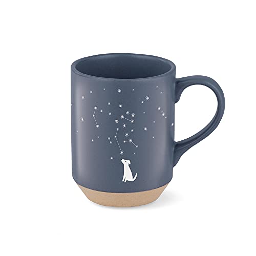 Fringe Studio Celestial Dog Stoneware Mug, 12 fl oz, Navy, 429017 - color: Celestial Dog