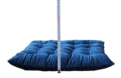 Velvet Bench Cushion for Outdoor Furniture, Anti-Slip Bottom Settee Cushions for Bay Window Loveseat Sofa, Non-Skid Rocking Chair Reclinger Car Seat Pads 17.7 L X 17.7 W, Blue - color: Blue, style: 17.7 L X 17.7 W