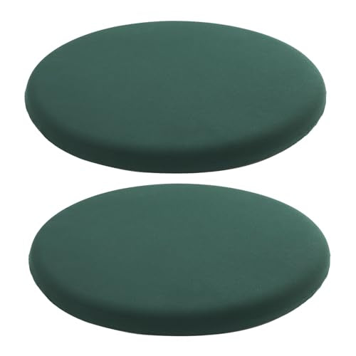 Dark Green 15.7 Inch 2 Pack Round Memory Foam Chair Pad, 1.8" Thick | Anti-Slip Stool Cushion with Removable Cover for Extended Sitting, Comfortable Seat Cushion for Dining Room Kitchen Office - color: Dark Green