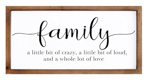 Family Sign for Home Decor, Farmhouse Family Wall Decor with Wood Frame for Wall, Kitchen, Living Room, Bathroom, Bedroom - color: Whitewashed, size: 16 x 8 inch