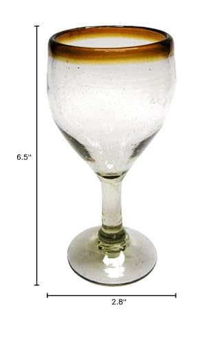 Amber Rim 7 oz Small Wine Glasses (set of 6), Recycled Glass, Lead-free, Toxin-Free (7oz Small Wine) - style: 7 oz Small Wine Amber