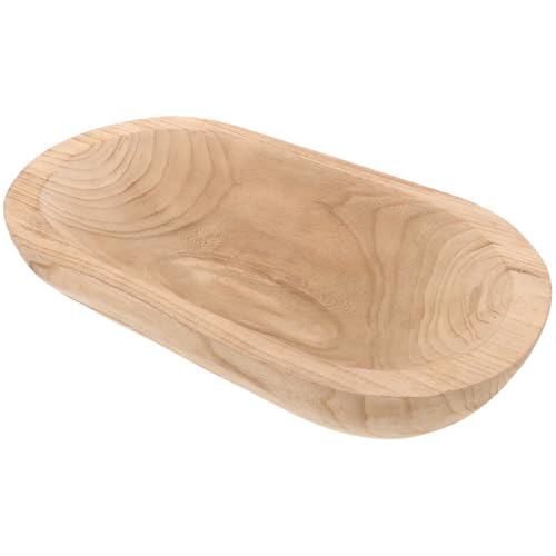 FOMIYES Wooden Dough Bowl Decorative Centerpiece Bowl Rustic Paulownia Wood Small Table Decor for Coffee Table Candle Display Home Accent