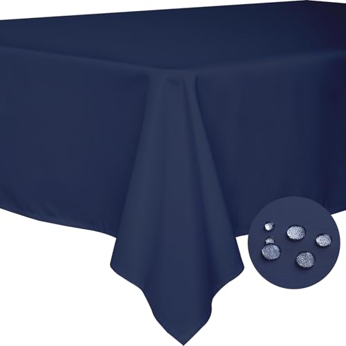 BYDOLL Table Cloth Navy Blue 60x84 Inch Tablecloth for 6 Foot Rectangle Tables Outdoor Washable Wrinkle Free and Spillproof Polyester Tablecloth for Festival Camping Picnic Party Cover - color: Navy Blue, size: 84" x 60" (Rectangular)