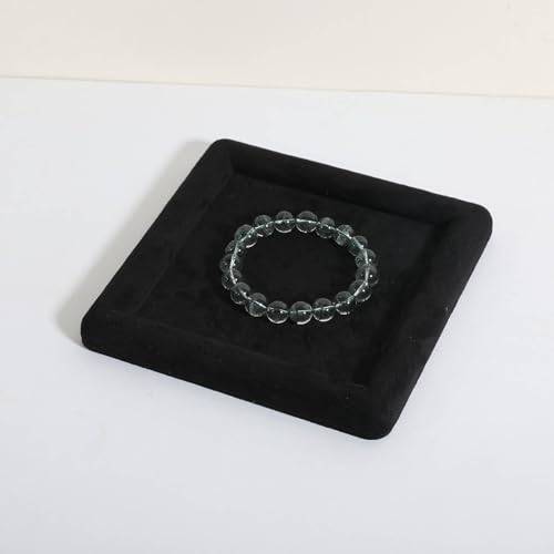 Square velvet Jewerly display tray, Jewelry storage organizer plate, Empty Jewelry showcase tray for Necklace Bracelet Ring Earring display stand holder (Black-Medium, 5.9 x 5.9 in) - color: Black, size: Medium