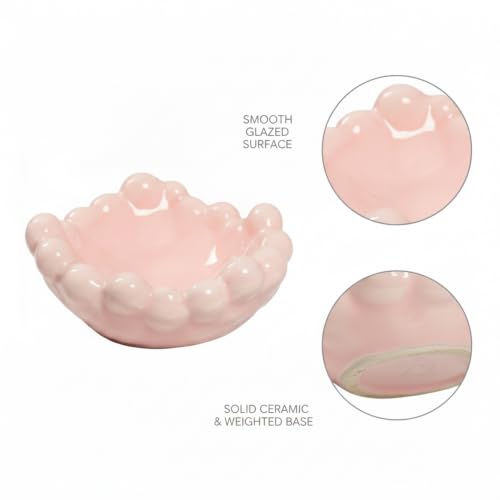 Ceramic Catchall Tray with Bubble Design, Compact Storage Bin for Keys and Jewelry on Vanity or Entryway (1 PC) - color: Pink