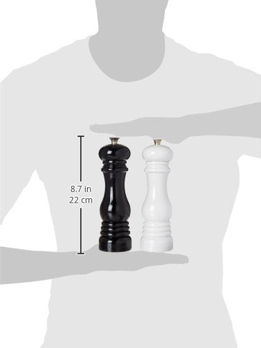 Le Creuset Salt and Pepper Mill Set, 8" x 2 1/2" each, Black & White - color: Black/White, size: Large