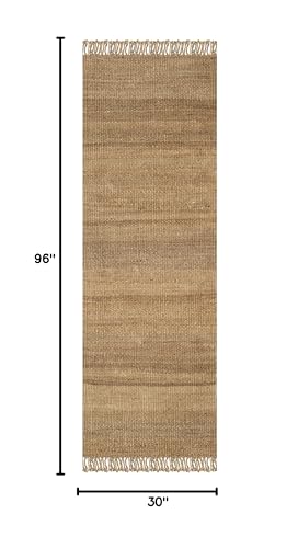 SAFAVIEH Natural Fiber Collection Runner Rug - 2'6" x 8', Natural, Handmade Boho Fringe Woven Jute, Ideal for High Traffic Areas in Living Room, Bedroom (NF368A) - color: Natural, size: 2'6" x 8' (Runner)