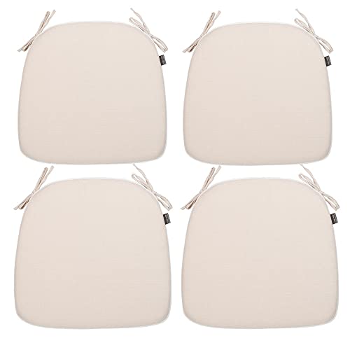 Magpie Fabrics Outdoor U-Shape Chair Cushions with Ties (Beige) | 17"x16"x2" Set of 2, Waterproof All Weather Seat Pads Decoration for Patio Garden Furniture Home Office - color: Beige, size: Set of 4