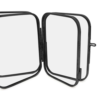 Isaac Jacobs 2x3 Black Double-Sided Metal Floating Photo Frame w/ClaspLock | Double-Sided Round-Edged Brass & Glass Metal Floating Picture Frame Locket Closure (Vertical), Tabletop (2x3, Black) - color: Black, size: 2x3