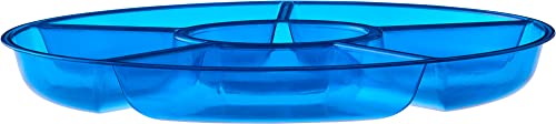 Plasticpro 6 Sectional Round Plastic Serving Tray/Platter (4, Blue) - color: Blue