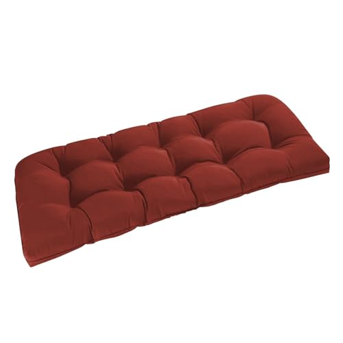 downluxe Outdoor Bench Cushion for Patio Furniture, Water Resistant Tufted Overstuffed Porch Swing Cushions, Thick Outdoor Loveseat Cushions, 44" X 19" X 5", Brick Red, Set of 1 - color: Brick Red, size: 44x19x5 Inch