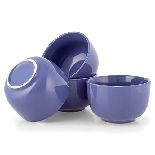 Elanze Designs Bistro Glossy Ceramic 4 inch Cute and Small Dessert Bowls Set of 4 - Perfect for Everyday uses from Snacks, Ice Cream, Candy and Treats, Violet Purple - color: Violet Purple, style: 4 inch Dessert