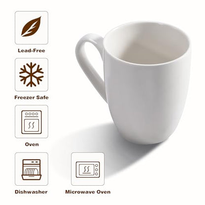 Urbanstrive 16 oz Large Coffee Mug with Handle Tea Cup Novelty Coffee Cup Idea Gift for Men Women Office Work, White (White) - color: White