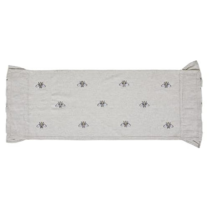VHC Brands Embroidered Bee, Farmhouse Table Runner, Ruffled, Rectangle, Yellow Grey, 13x36 - size: 13x36