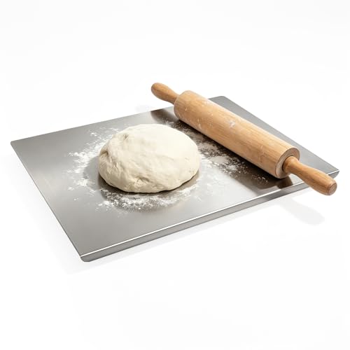 50*40cm/19.7*15.8inches L-Shaped Counter Cutting Board with Lip for Kitchen | Metal Cutting Board 304 Stainless Steel,Double-Sided Use Chopping Board - Perfect for Baking,Bread,Meat,Fruits,Vegetables - size: 19.7"L x 15.8"W