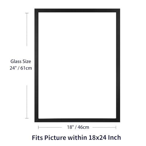 ONE WALL 18x24 Floating Frame, Black Wood Double Glass Float Picture Frame | Display 11x14/11x17/12x18/13x19/16x20 Photos or Plant or Petal Specimens for Wall Hanging, Mounting Kit Included - size: 18X24