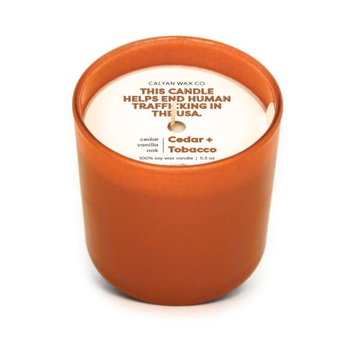 Dignity Series Cedar & Tobacco Scented Candle - 35 Hour Burn | 35 Hour Burn - Made in the USA Luxury Clean Soy Wax Candles - Long Lasting Glass Jar Candle for Home - 1 Wick - 5.3oz - color: Cedar + Tobacco