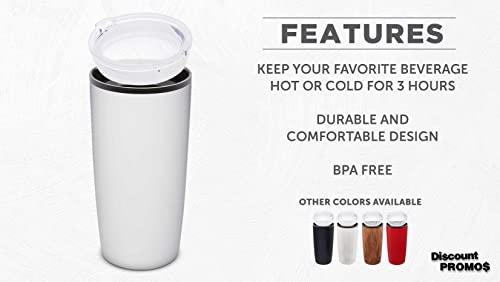 DISCOUNT PROMOS Plastic Tumblers 20 oz. Set of 6, Bulk Pack - With lids, Ice Coffee Tumbler, To Go Cup, Insulated - White - color: Blank – White