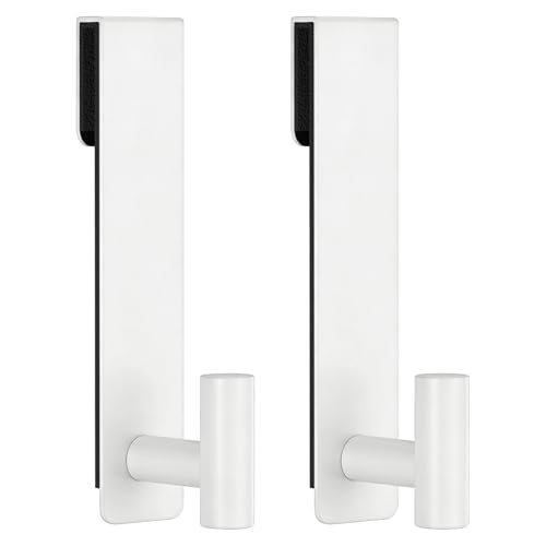 HUFEEOH 2-Pack Over The Door Hooks, Stainless Steel Door Hanger for Towels & Coats, Bathroom Towel Rack Coat Rack, Tool-Free Hooks for Hanging (White, Fits 3/8" Thick Door - T Shape 2 Pack) - color: White, size: Fits 3/8" Thick Door - "T" Shape 2 Pack