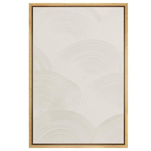 SIGNWIN Framed Canvas Print Wall Art Minimal White Paint Stroke Landscape Abstract Shapes Illustrations Modern Art Zen Nordic for Living Room, Bedroom, Office - 24"x36" Natural - color: A05-2207-yuk23, size: 36"L x 24"W