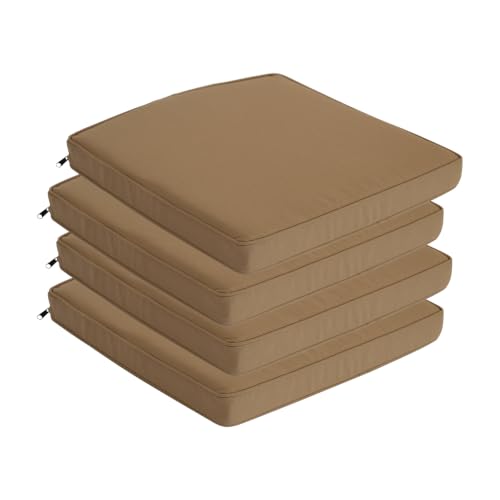 Goodgoods 20x20 Patio Chair Cushions Set of 4, 35D Foam, Brown | 35D High-Resilience Foam, Fade-Resistant and Water-Resistant Seat Pads for Dining Room, Kitchen, or Patio Chairs - color: Brown, size: 20"x20" 4pcs