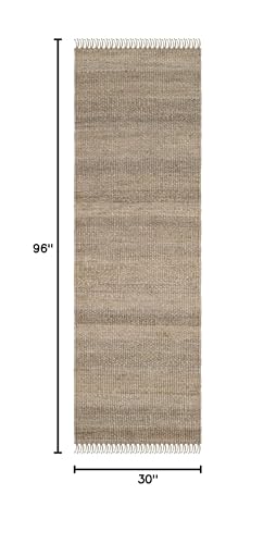 SAFAVIEH Natural Fiber Collection Runner Rug - 2'6" x 8', Grey, Handmade Boho Fringe Woven Jute, Ideal for High Traffic Areas in Living Room, Bedroom (NF368C) - color: Grey, size: 2'6" x 8' (Runner)