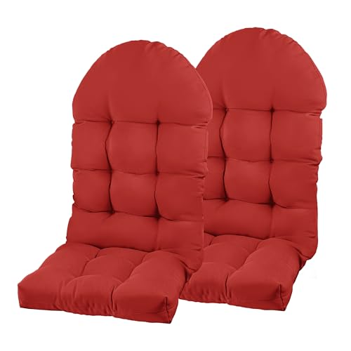 Adirondack Chair Cushion, Rocking Chair Cushion 44x19.4x4 inch, High Back Patio Cushions of Upper and Lower with Ties, Sunscreen and Fade-Resistant (Red, 2) - color: Red