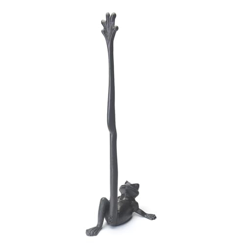 Cast Iron Frog Frog Leg Paper Towel Holder, Stable & Durable, Cute Funny Animal Vintage Metal Roll Tissue Standing Countertop for Kitchen（Black）