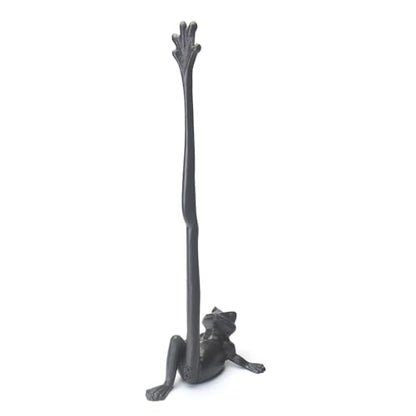 Cast Iron Frog Frog Leg Paper Towel Holder, Stable & Durable, Cute Funny Animal Vintage Metal Roll Tissue Standing Countertop for Kitchen（Black）