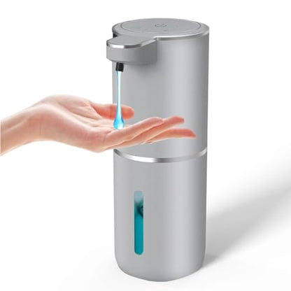 Automatic Liquid Soap Dispenser,Touchless Hand Soap Dispenser USB Rechargeabled Dispenser Electric,Wall Mounted 4 Levels Adjustable Dispenser Pump for Bathroom Kitchen Dish Soap Gray - color: Silver, style: Gel