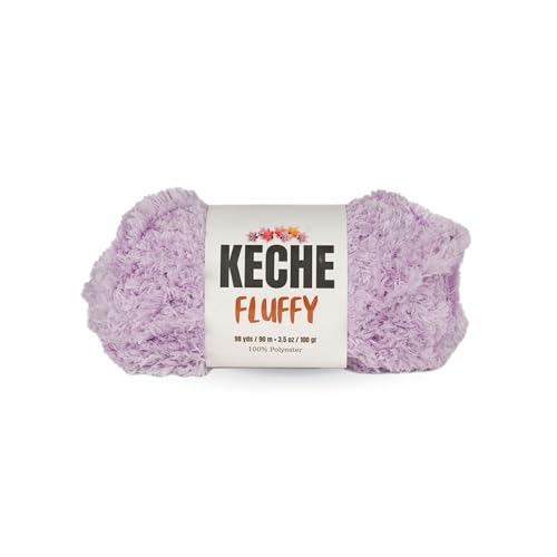 KECHE Fluffy Bulky Yarn – Super Soft Chunky Fuzzy Blanket Weight # 5 Yarn for Knitting Crocheting Crafting 3.5 oz (100 gr) 98 Yds (90 m) - Lilac - color: Lilac, size: 1 SKEIN