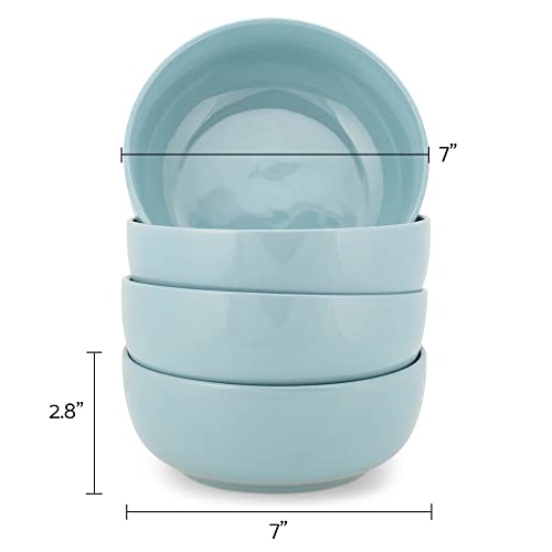 Elanze Designs Bistro Glossy Ceramic 7 inch Dinnerware Bowls Set of 4 - Perfect for Everyday uses from Pasta to Salad, Cereal to Ice cream, Ramen to Pho, Ice Blue - color: Ice Blue, style: 7 inch Cereal Salad