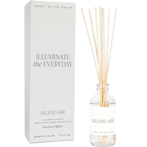 Sweet Water Decor Island Air Reed Diffuser Set | Tropical Fruits, Citrus, Sugar, Exotic Mountain Greens | Long Lasting | Summer Diffuser Oil - style: Island Air