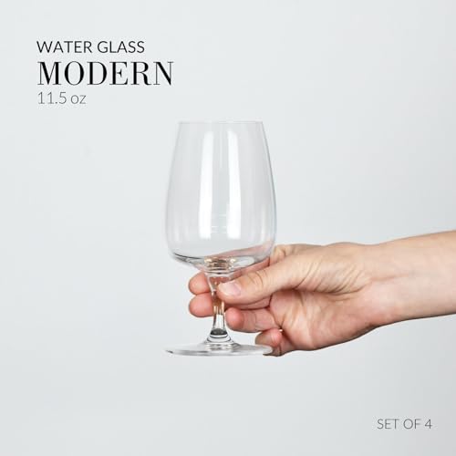 Krosno Water Glasses Set of 4, 11.2 oz, Modern Collection | Stemmed Drinking Glasses, Goblets, Lead-Free Crystal Glassware, Juice Glasses, Water Glass Set, Dishwasher Safe - size: 11.2 fl oz (Set of 4)