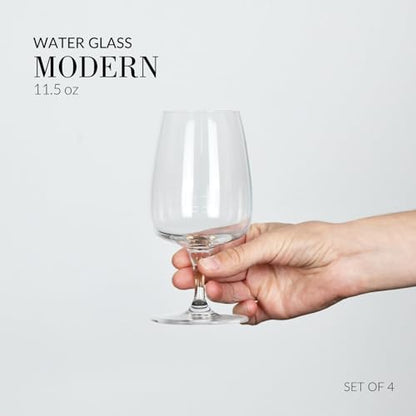 Krosno Water Glasses Set of 4, 11.2 oz, Modern Collection | Stemmed Drinking Glasses, Goblets, Lead-Free Crystal Glassware, Juice Glasses, Water Glass Set, Dishwasher Safe - size: 11.2 fl oz (Set of 4)