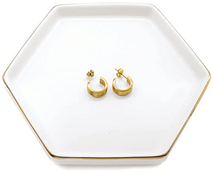 HANKOR 4.7 inch Ceramic Jewelry Dish Tray, Small Ring Holder Dish, White Catch All Trinket Tray for Keys Rings Earrings - color: White