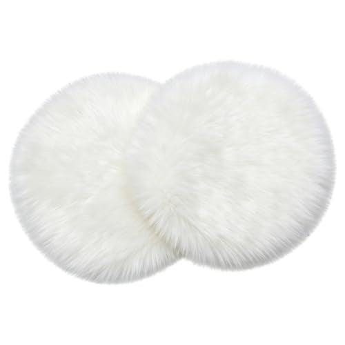 Faux Fur Placemats,White Fur Table Runner Table mats Set of 2,Small Luxury Shaggy Sheepskin Table Linen Wedding Decor Designer Accessories (White, 18x 18 inches) - color: White, size: 18x 18 inches