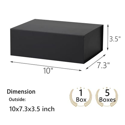 Black Gift Box,10x7.3x3.5 Gift Boxes With Lids For Presents Includes Ribbon And Diy Printable Sticker Paper,Bridesmaid Proposal Box,Magnetic Gift Box For Birthday,Wedding,Graduation - color: 10x7.3x3.5inch-Black-Pack 5