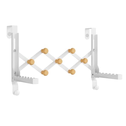 BAKON Over The Door Hanger Folding Clothes Drying Rack for Hanging Clothes | No Drilling,Heavy Duty,Portable Space Saving Collapsible Over Door Drying Rack for Hanging Clothes Coat Towel，Fit Door 1-3/4"